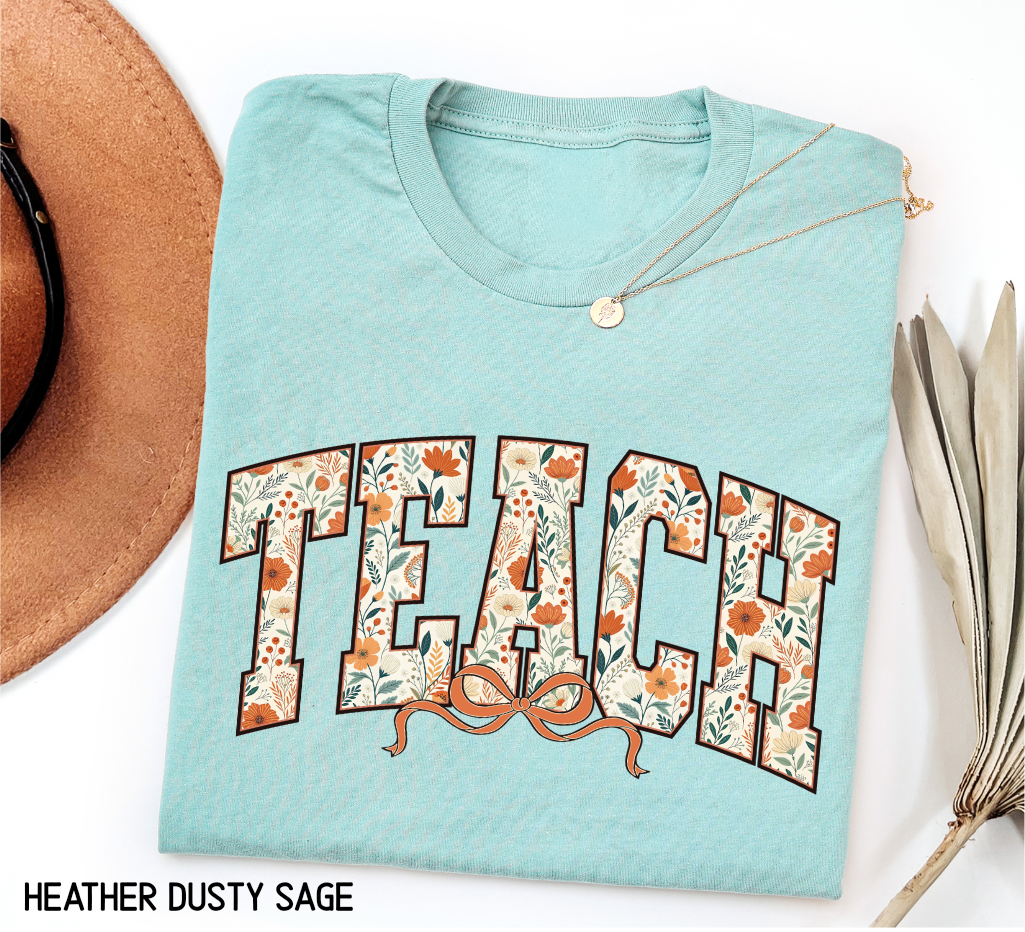 Teach Coquette Bow Adult T-shirt