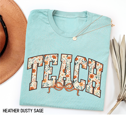Teach Coquette Bow Adult T-shirt