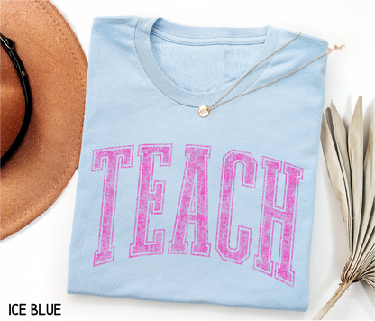 Pink Teach Adult T-shirt