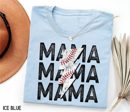 Mama Baseball Bolt Adult T-shirt