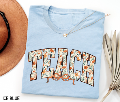 Teach Coquette Bow Adult T-shirt