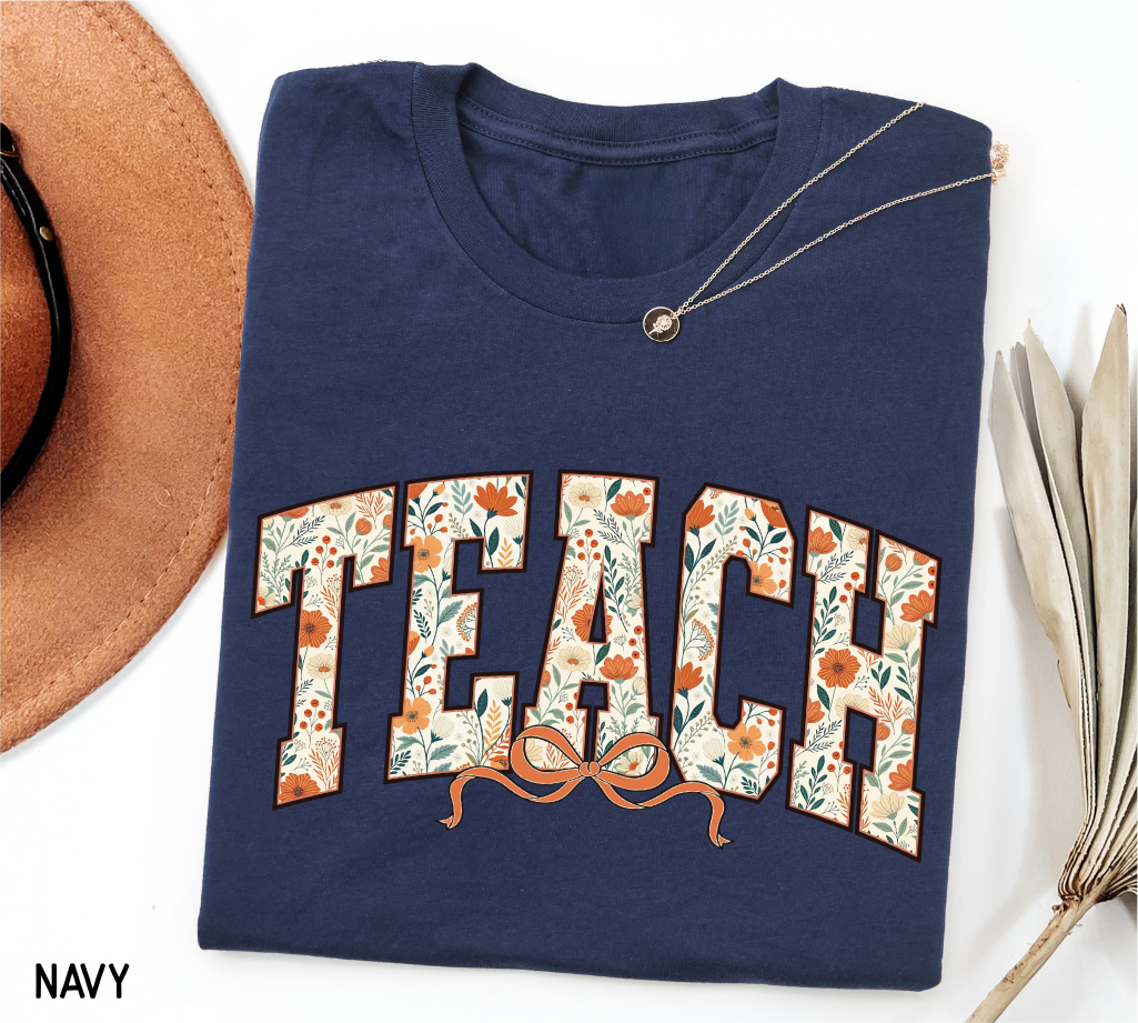Teach Coquette Bow Adult T-shirt