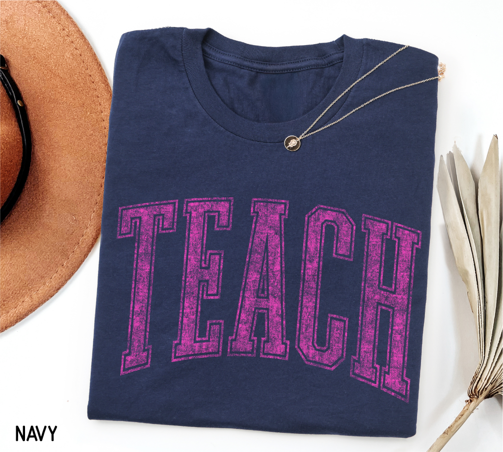 Pink Teach Adult T-shirt