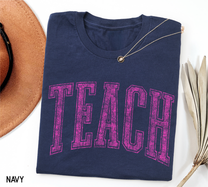Pink Teach Adult T-shirt