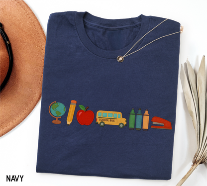 School Day Icons Adult T-shirt