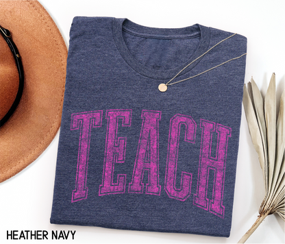 Pink Teach Adult T-shirt