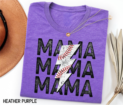 Mama Baseball Bolt Adult T-shirt