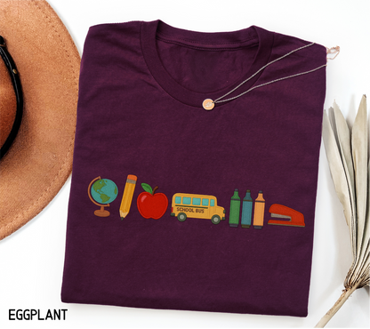 School Day Icons Adult T-shirt