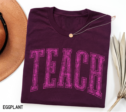 Pink Teach Adult T-shirt