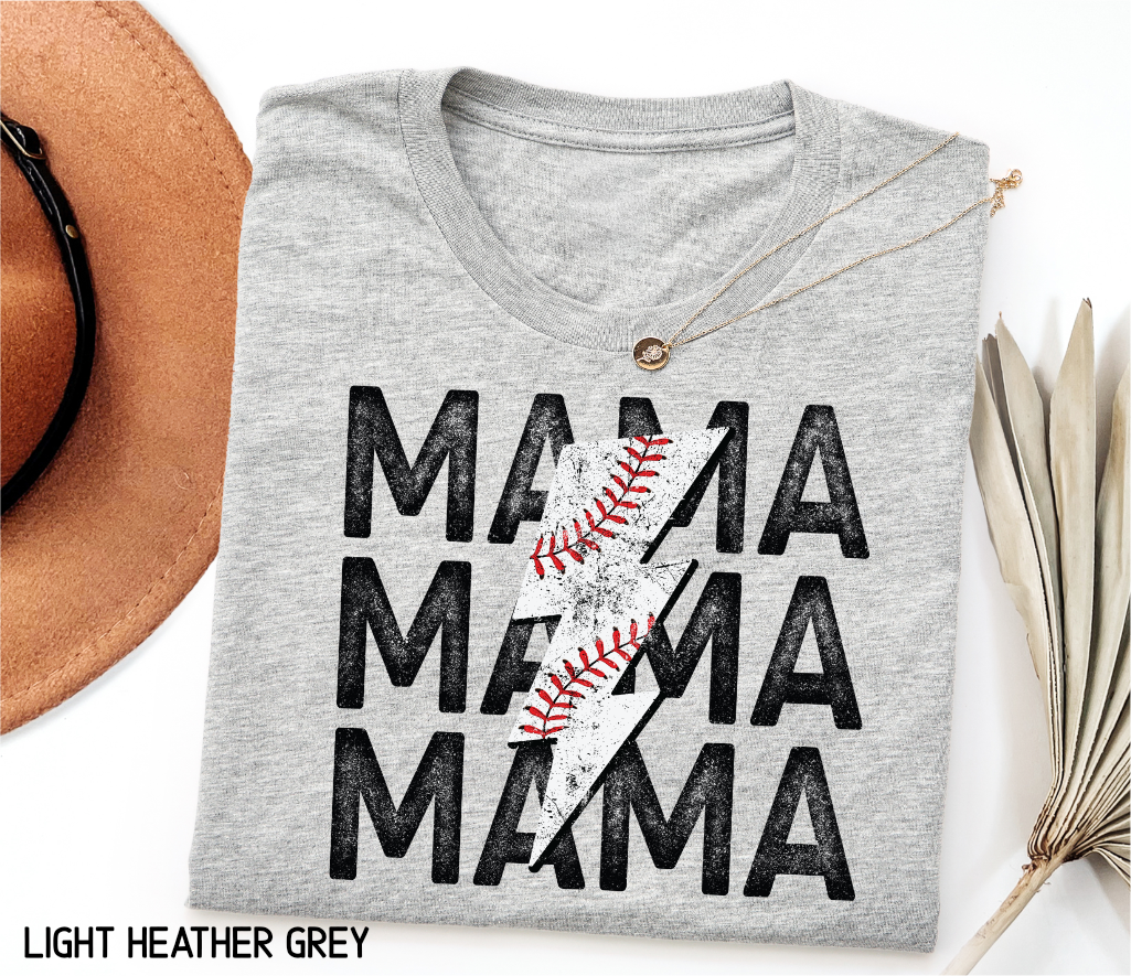 Mama Baseball Bolt Adult T-shirt