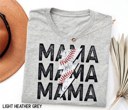 Mama Baseball Bolt Adult T-shirt
