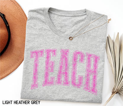Pink Teach Adult T-shirt