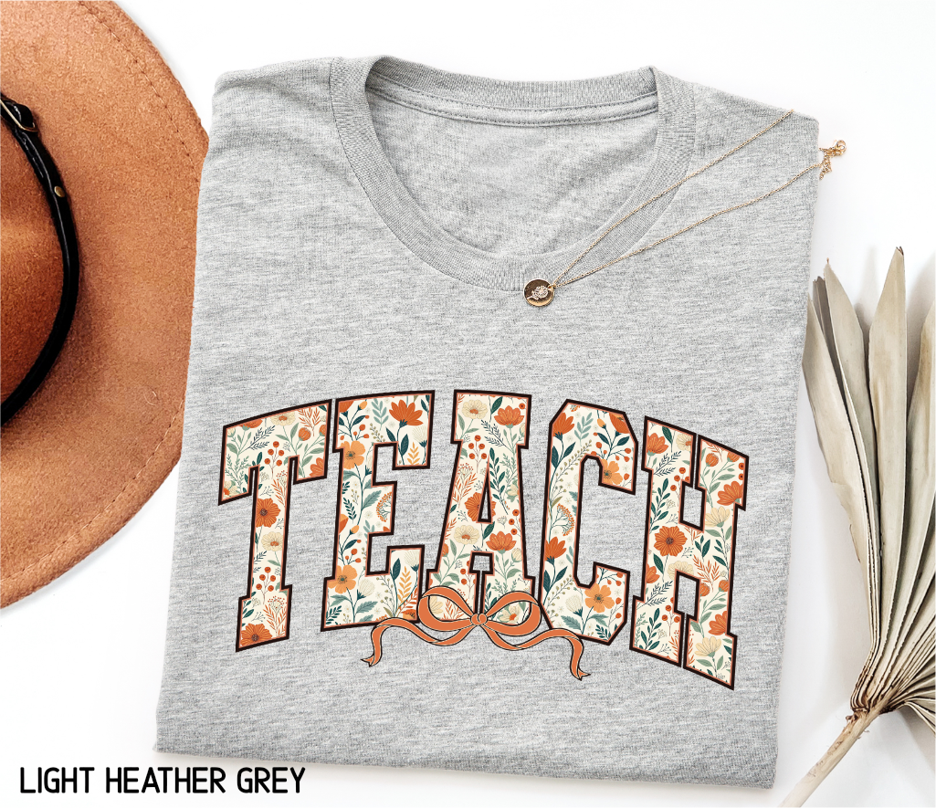 Teach Coquette Bow Adult T-shirt
