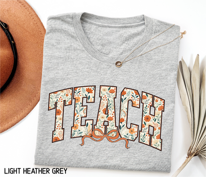 Teach Coquette Bow Adult T-shirt