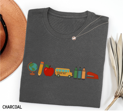 School Day Icons Adult T-shirt