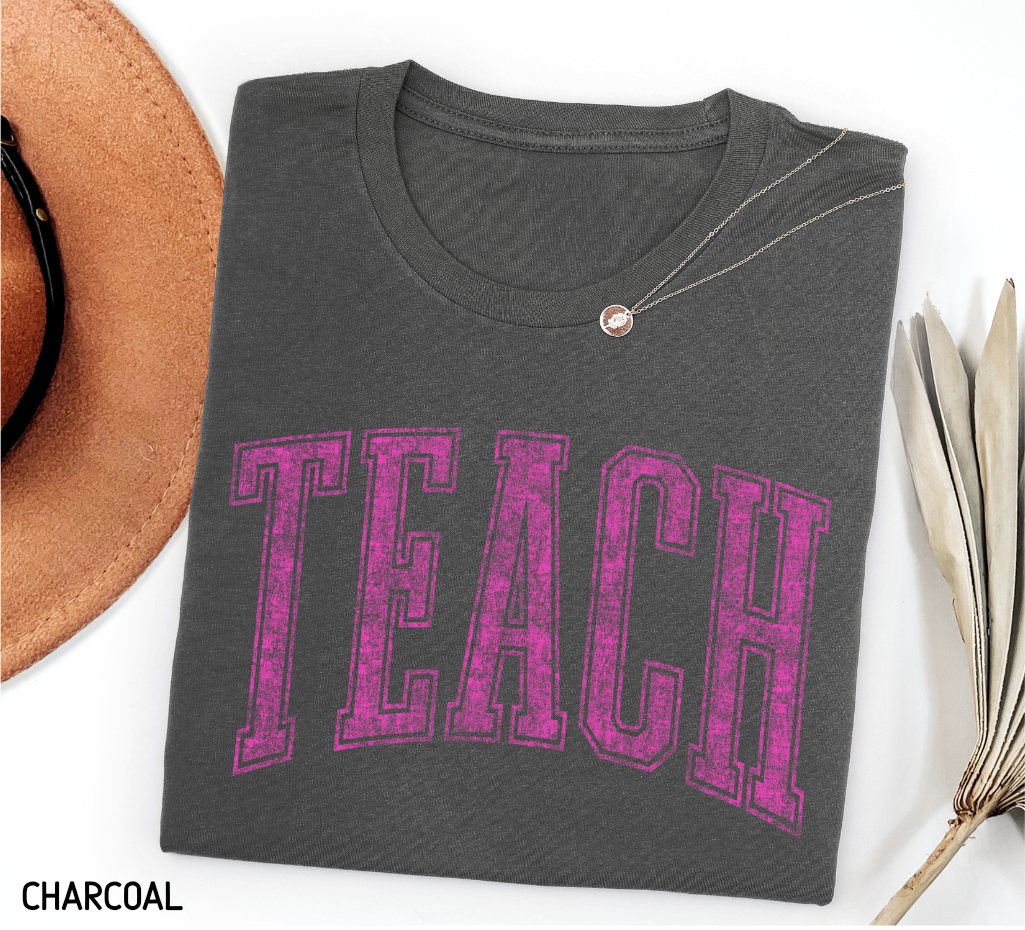 Pink Teach Adult T-shirt