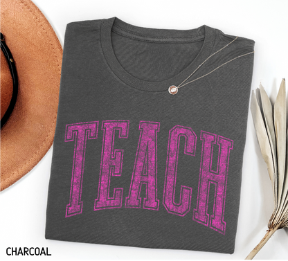 Pink Teach Adult T-shirt