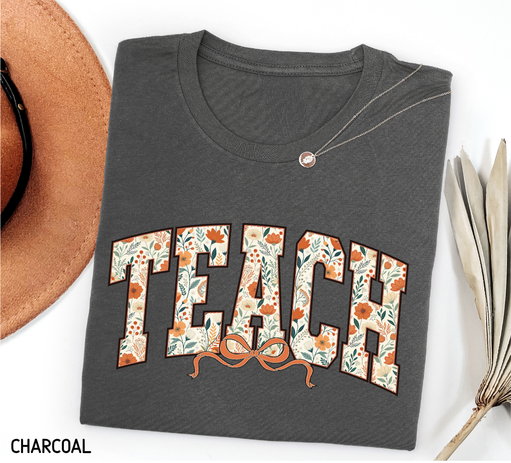 Teach Coquette Bow Adult T-shirt