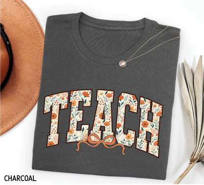 Teach Coquette Bow Adult T-shirt