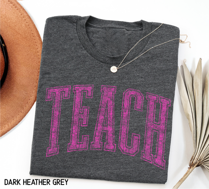 Pink Teach Adult T-shirt