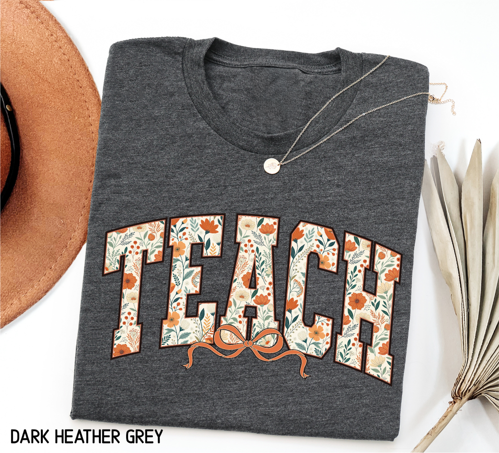 Teach Coquette Bow Adult T-shirt