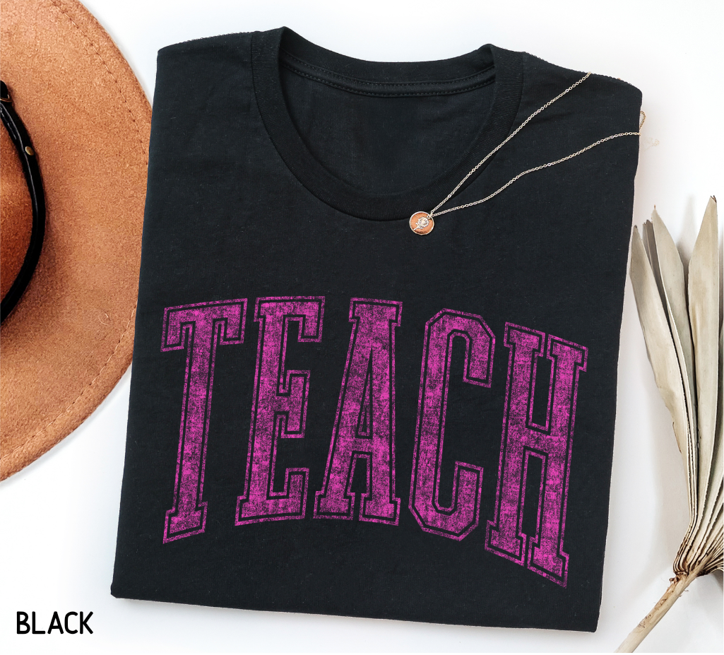 Pink Teach Adult T-shirt