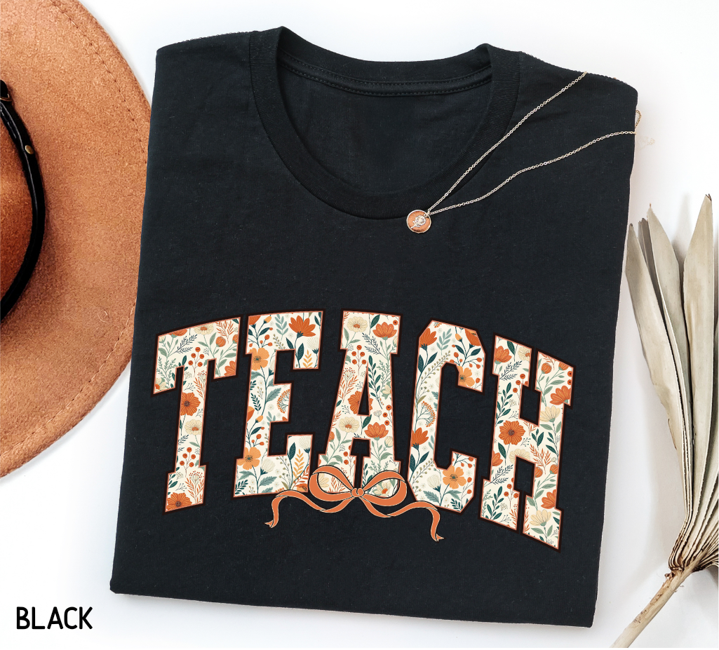Teach Coquette Bow Adult T-shirt