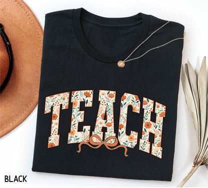 Teach Coquette Bow Adult T-shirt