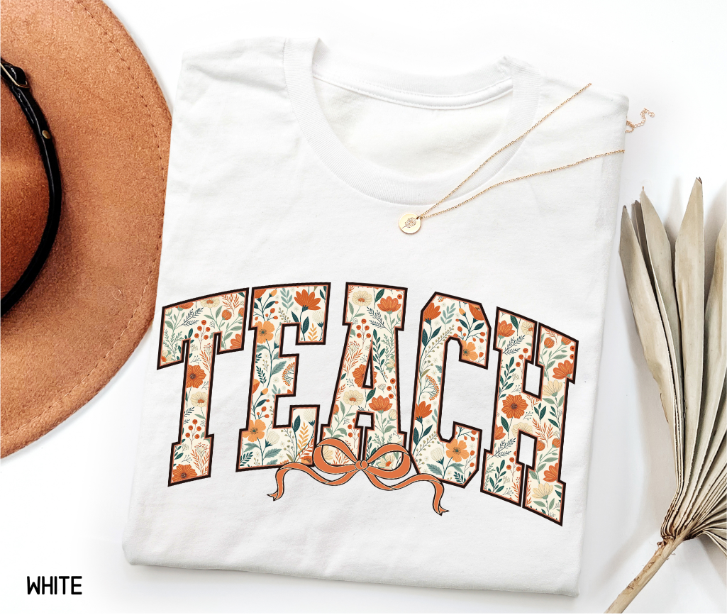 Teach Coquette Bow Adult T-shirt