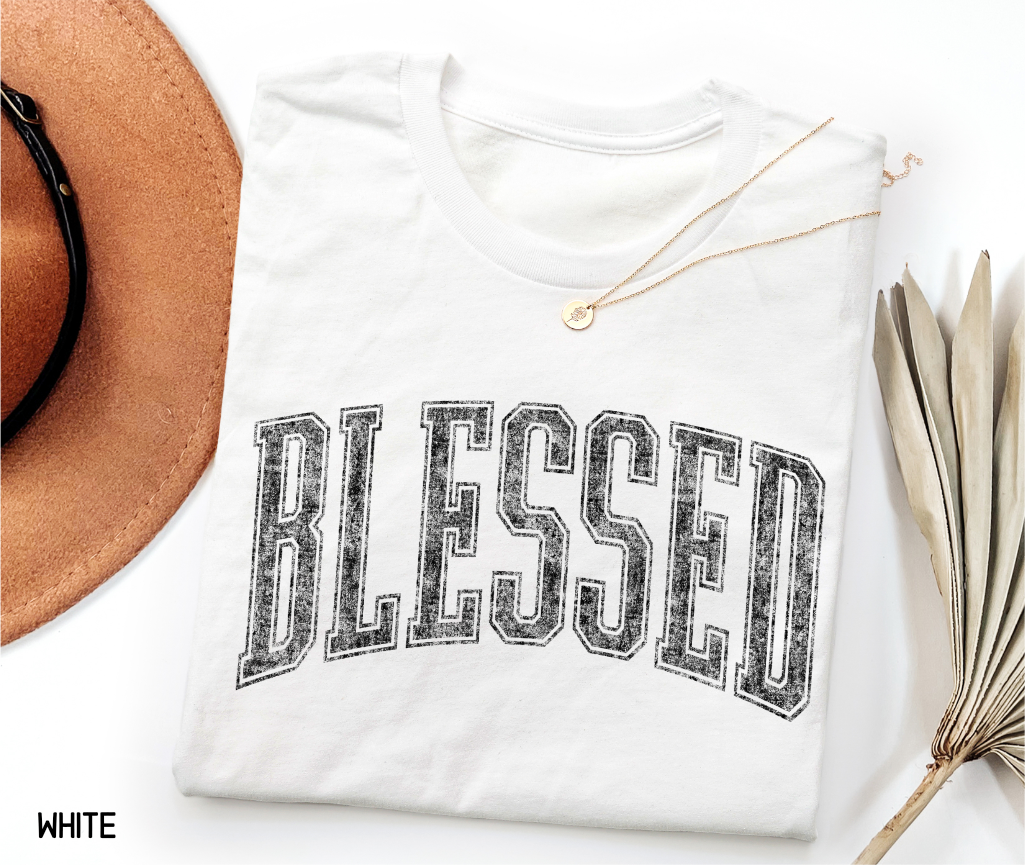 Distressed Blessed Adult T-shirt