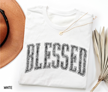 Distressed Blessed Adult T-shirt