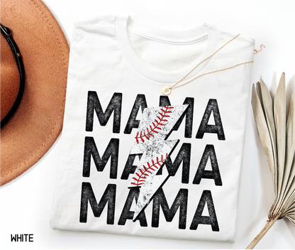 Mama Baseball Bolt Adult T-shirt