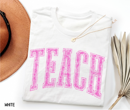 Pink Teach Adult T-shirt