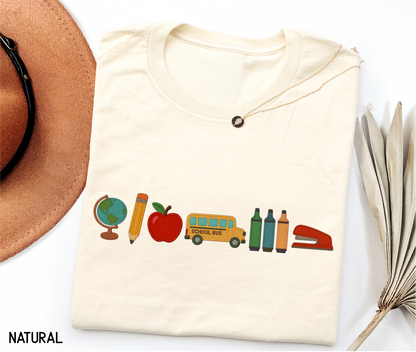 School Day Icons Adult T-shirt