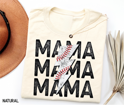 Mama Baseball Bolt Adult T-shirt