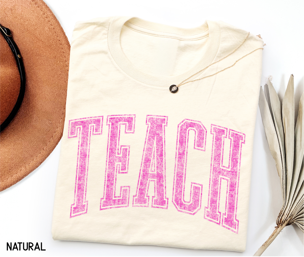 Pink Teach Adult T-shirt