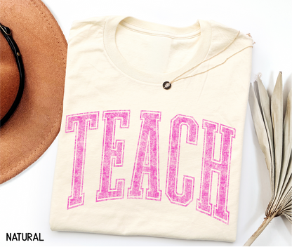 Pink Teach Adult T-shirt
