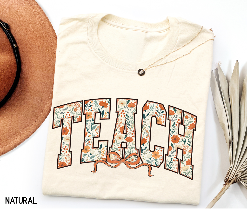 Teach Coquette Bow Adult T-shirt
