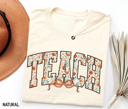 Teach Coquette Bow Adult T-shirt