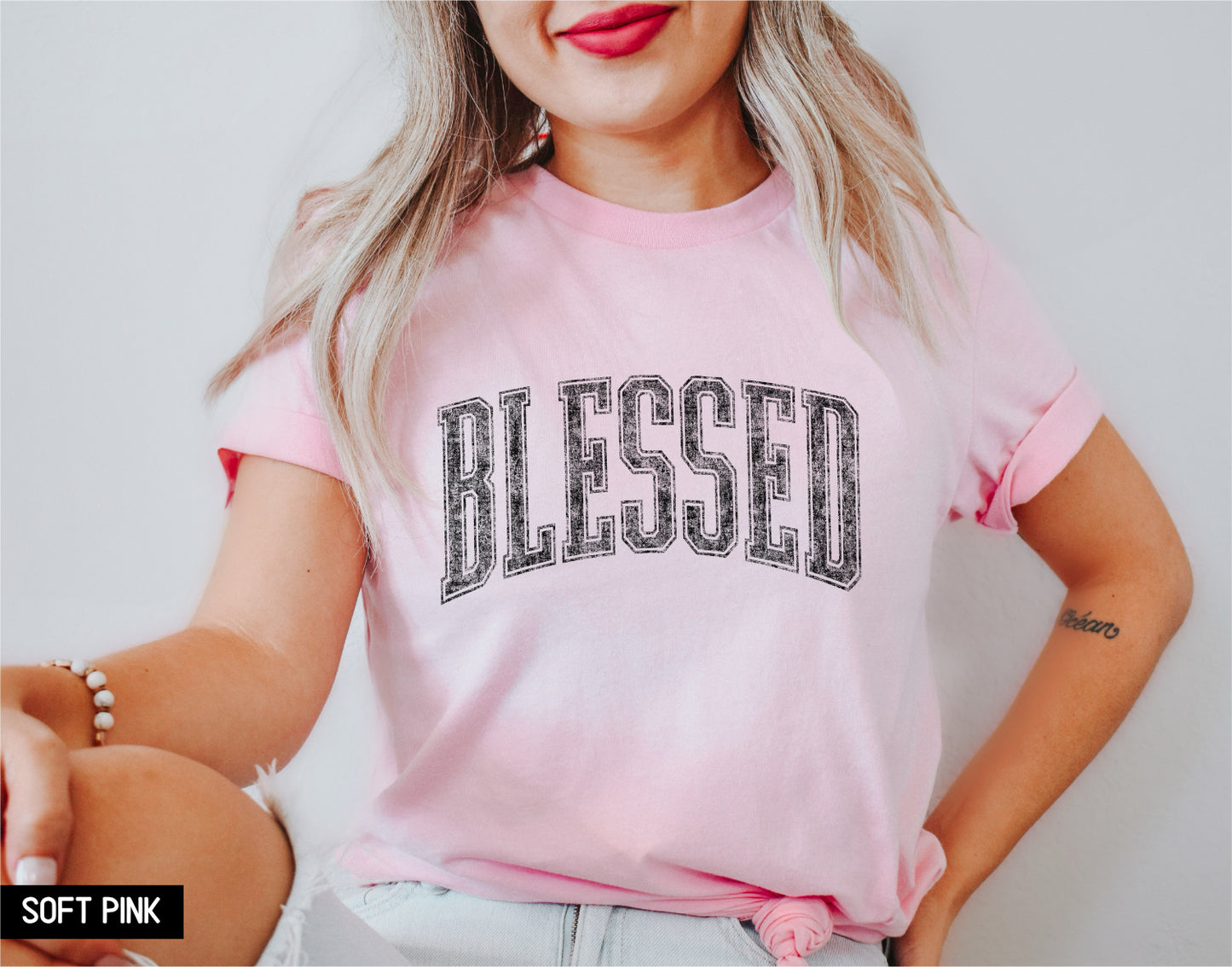 Distressed Blessed Adult T-shirt