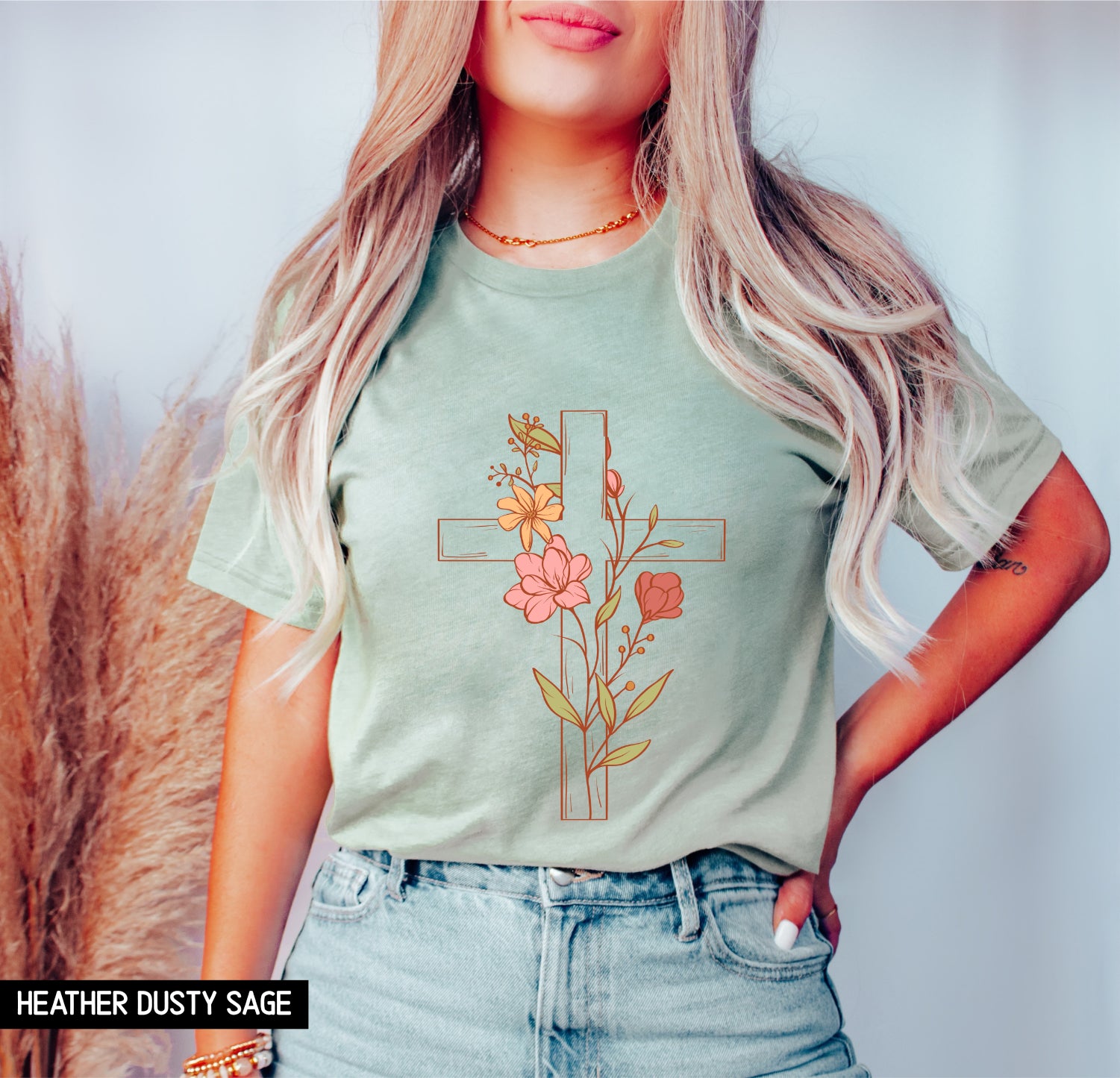 Floral Cross Adult T-shirt