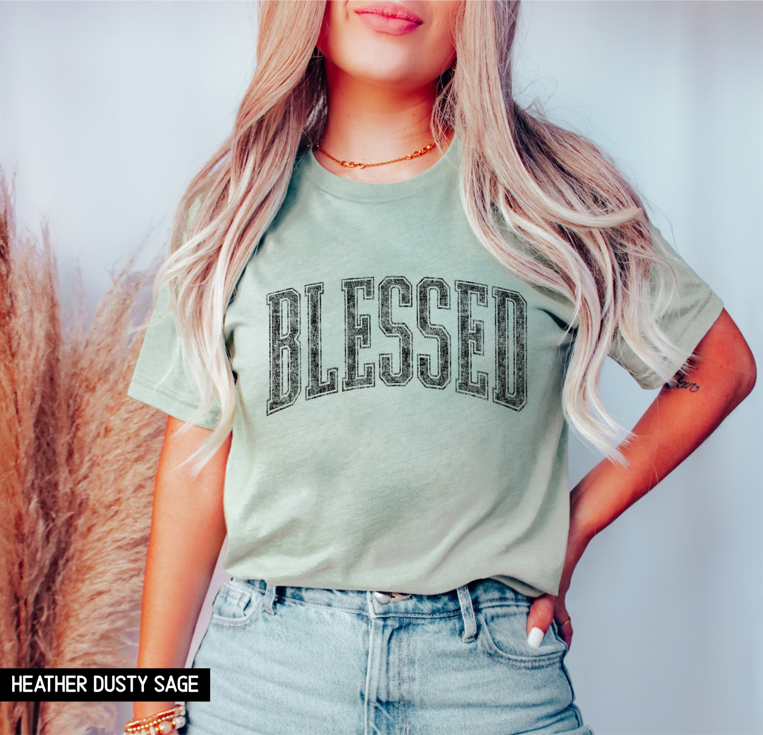 Distressed Blessed Adult T-shirt