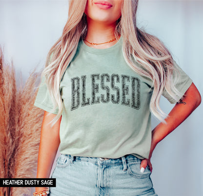 Distressed Blessed Adult T-shirt