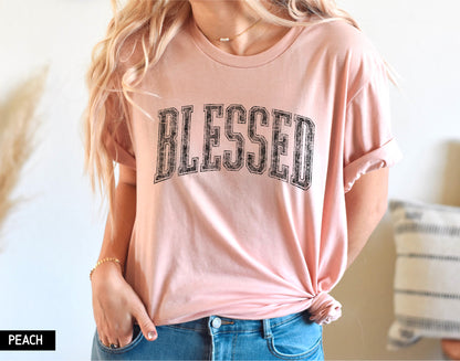 Distressed Blessed Adult T-shirt