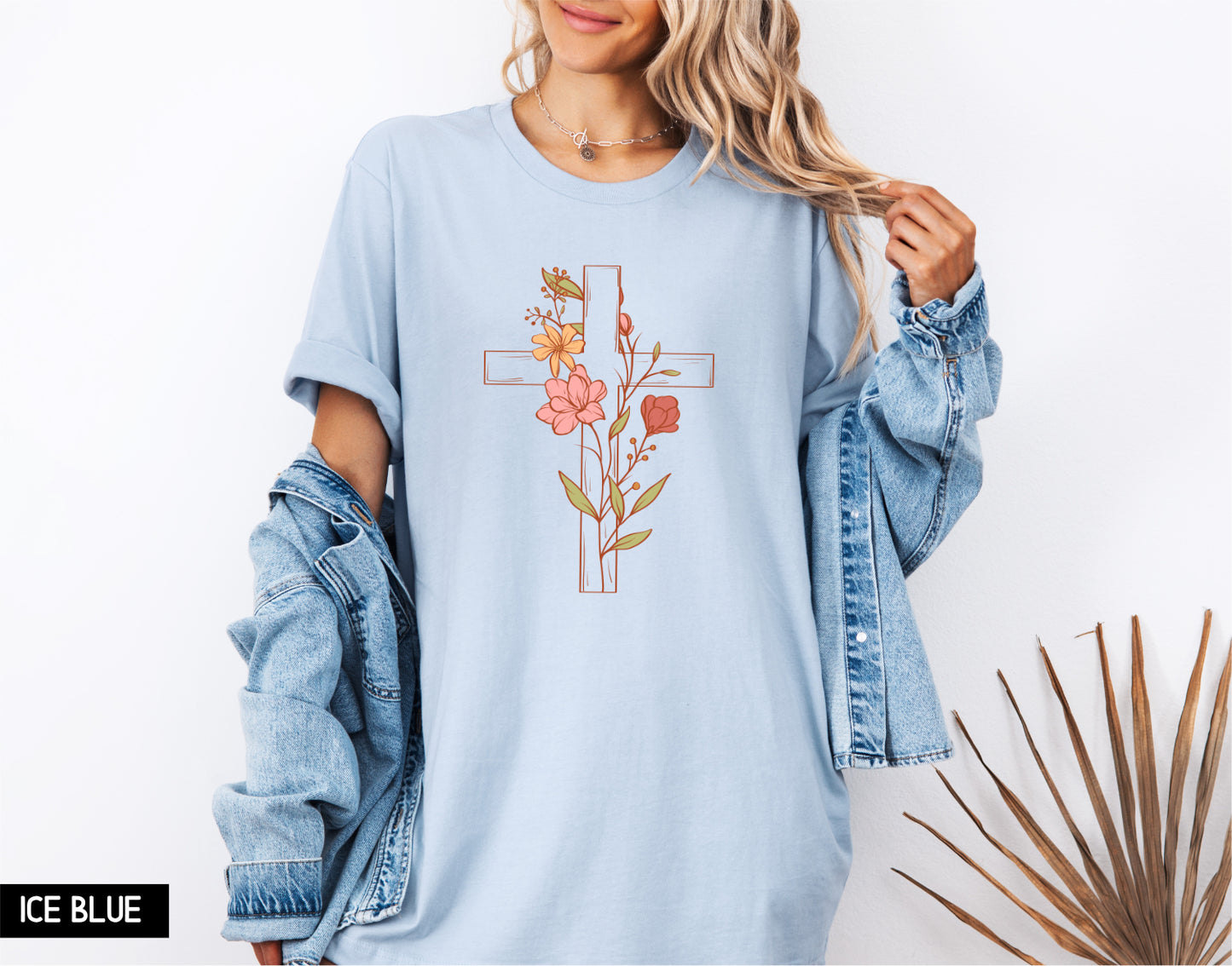 Floral Cross Adult T-shirt