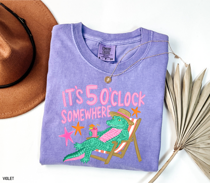 It's 5 O'Clock Somewhere Adult Comfort Colors T-Shirt
