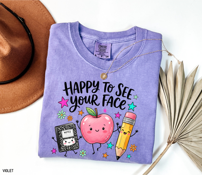 Happy to See Your Face Adult Comfort Colors T-Shirt