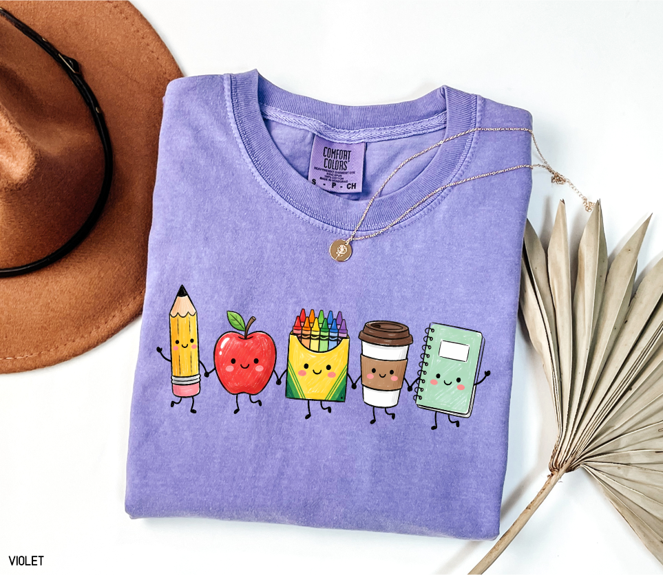 Cute School Icons Adult Comfort Colors T-Shirt