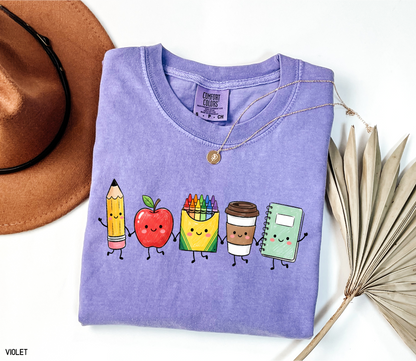 Cute School Icons Adult Comfort Colors T-Shirt