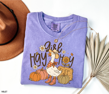 Hay Girl Hey Funny Adult Comfort Colors T-Shirt